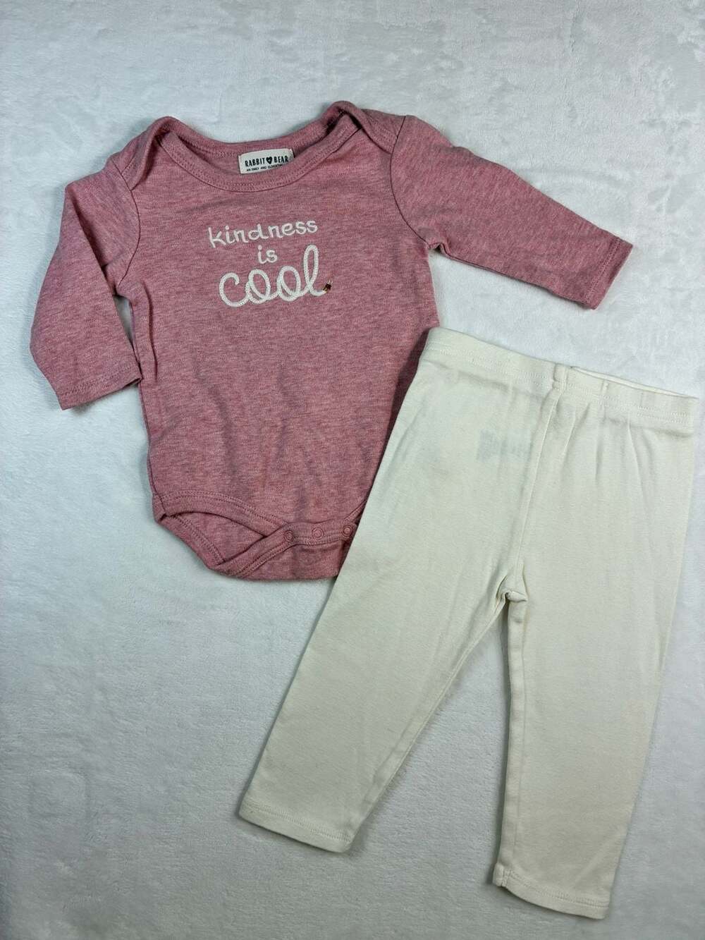 Rabbit Bear Kindness Is Cool Outfit Set Size 6-9M Pink